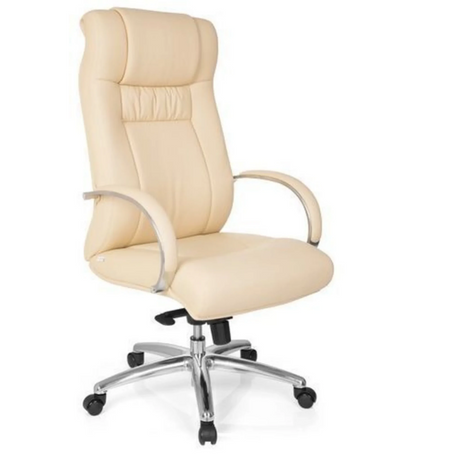 bureaustoel XXL G 600 in beige kunstleder met chromen armleuningen van hjh OFFICE