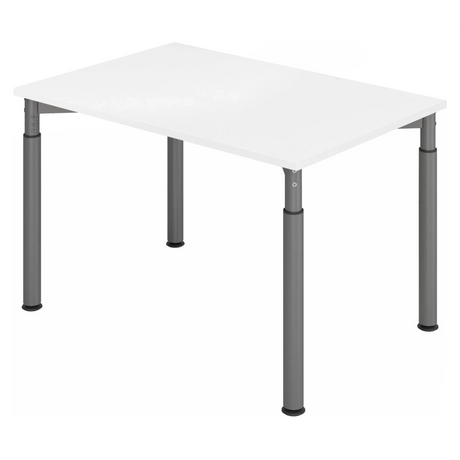 Hoogteverstelbaar bureau YAMA 12 G met wit tafelblad en grijze poten van hjh OFFICE PRO