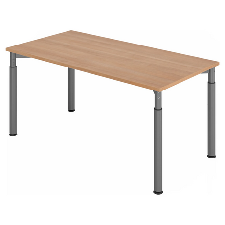 Hoogteverstelbaar bureau YAMA 16 G in walnootlook met grafietkleurige poten van hjh OFFICE PRO