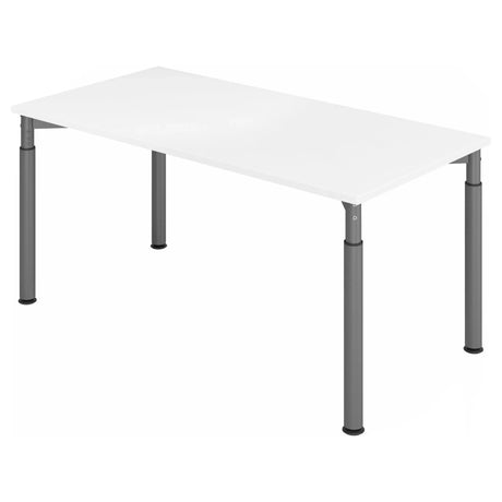 Hoogteverstelbaar bureau YAMA 16 G met wit tafelblad en grijze poten van hjh OFFICE PRO