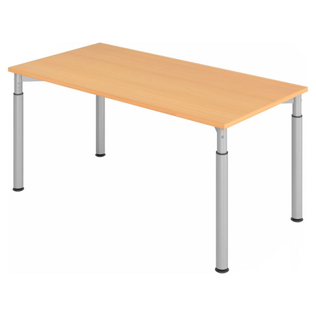 Hoogteverstelbaar bureau YAMA 16 S in beukenlook met zilverkleurige poten van hjh OFFICE PRO