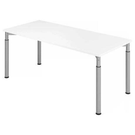 Hoogteverstelbaar bureau YAMA 19 S met wit tafelblad en zilverkleurige poten van hjh OFFICE PRO