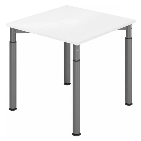 Hoogteverstelbaar bureau YAMA 8 G met wit tafelblad en grijze poten van hjh OFFICE PRO