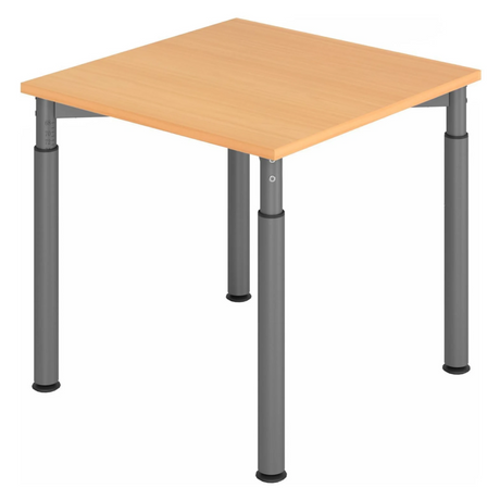 Hoogteverstelbaar bureau YAMA 8 G in beuken en grafiet met een vierkant blad van hjh OFFICE PRO