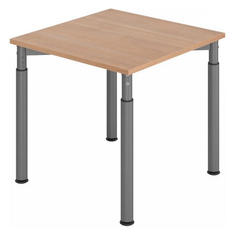 Hoogteverstelbaar bureau YAMA 8 G met lichtbruin houten blad en grijze poten van hjh OFFICE PRO