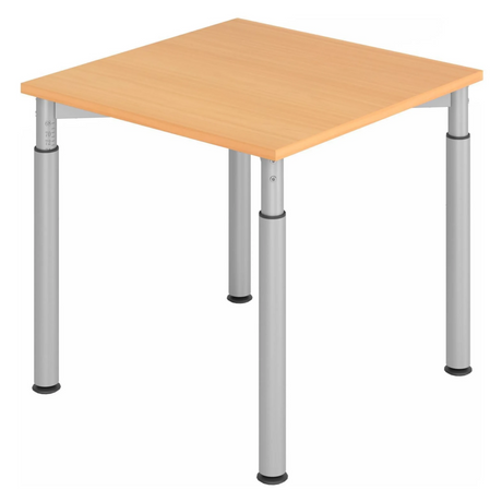 Hoogteverstelbaar bureau YAMA 8 S in beukenlook met zilverkleurige poten van hjh OFFICE PRO