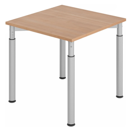 Hoogteverstelbaar bureau YAMA 8 S in walnoot-look met zilverkleurige poten van hjh OFFICE PRO