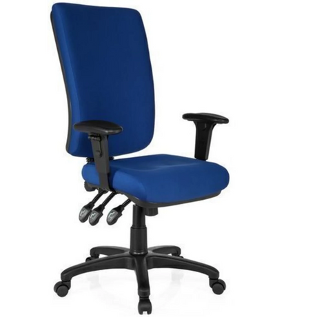 Professionele bureaustoel ZENIT HIGH met blauwe stoffen bekleding en zwarte armleuningen van hjh OFFICE