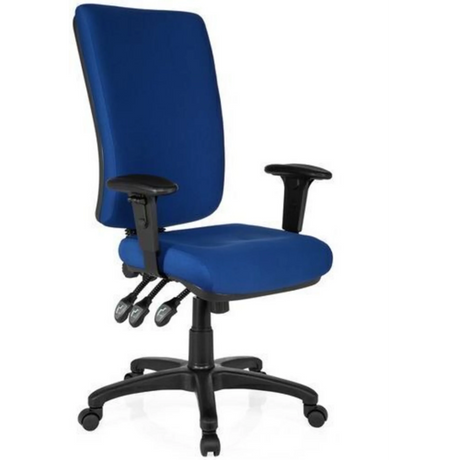 Profi-Bürostuhl ZENIT HIGH mit blauem Stoffbezug und schwarzen Armlehnen von hjh OFFICE