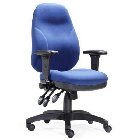 Professionele bureaustoel ZENIT PRO met blauwe stofbekleding, verstelbare armleuningen en een zwart onderstel van hjh OFFICE