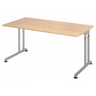 Hoogteverstelbaar bureau ZENO 16 S in eikenlook met zilverkleurige metalen poten van hjh OFFICE PRO