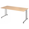 Hoogteverstelbaar bureau ZENO 19 S in eikenlook met zilverkleurig frame van hjh OFFICE PRO