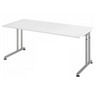 Hoogteverstelbaar bureau ZENO 19 S met wit tafelblad en zilveren frame van hjh OFFICE PRO