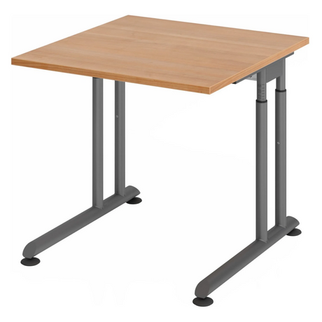 Hoogteverstelbaar bureau ZENO 8 G met walnoothouten blad en grafietkleurig onderstel van hjh OFFICE PRO